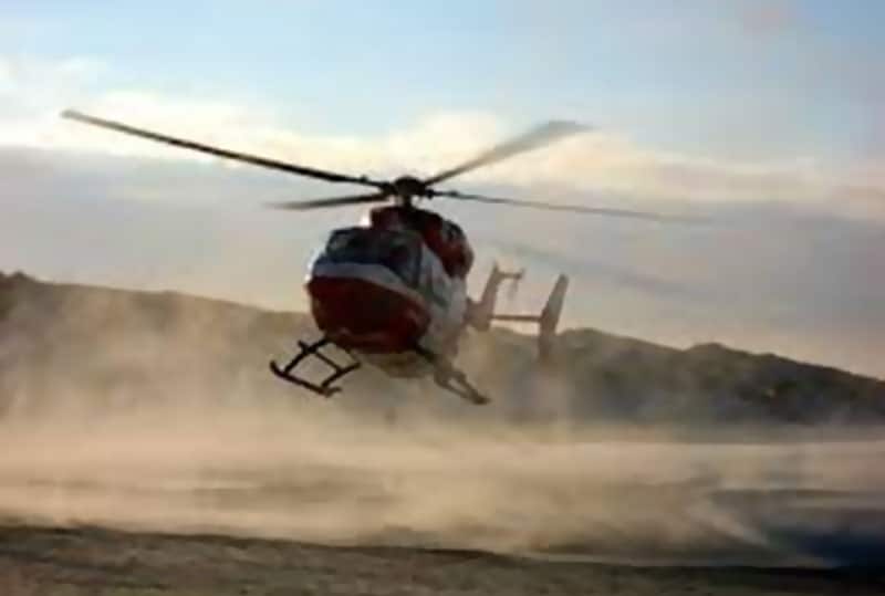 Helicopter produces windblown dust