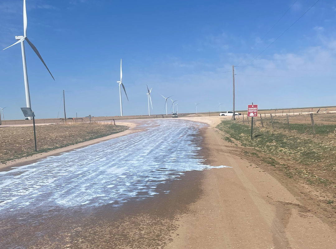 AggreBind RoadMaster topical treatment on wind farm road