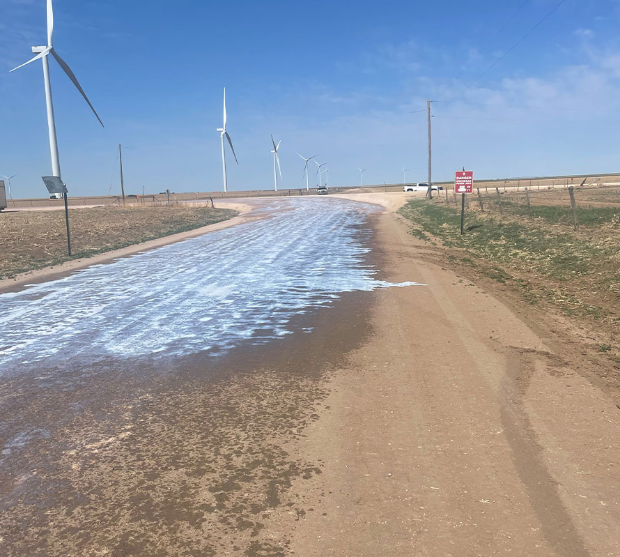 AggreBind RoadMaster topical treatment on wind farm road