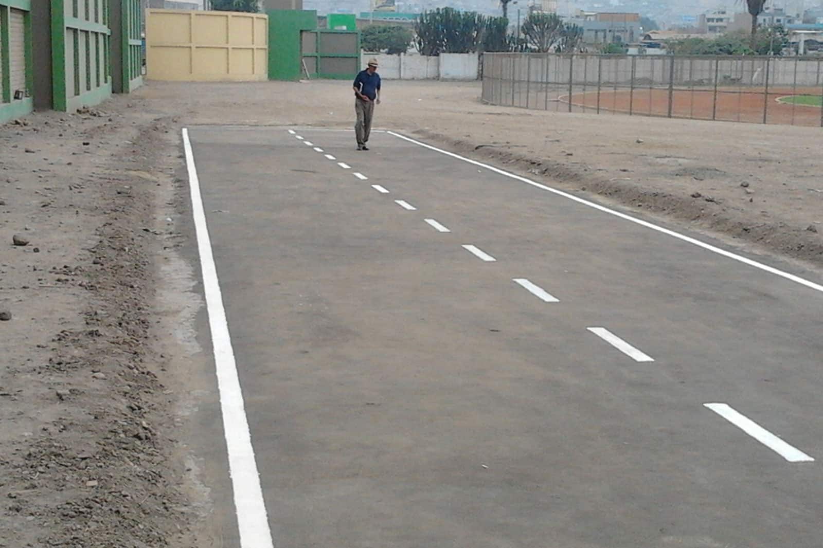 Fresh traffic lines painted on new AggreBind road base