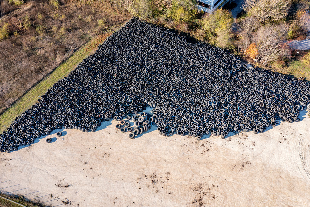 mountain of tire waste