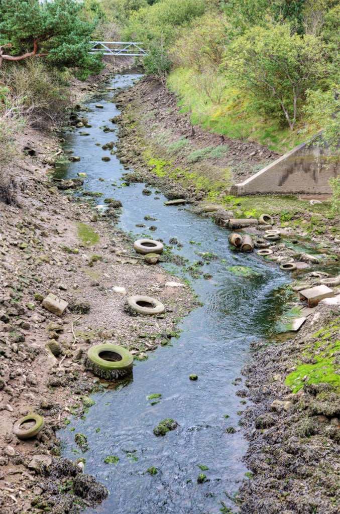 dumped tires in a creek