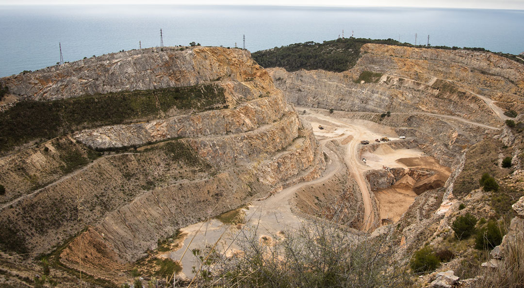 aerial view of concrete mining operation